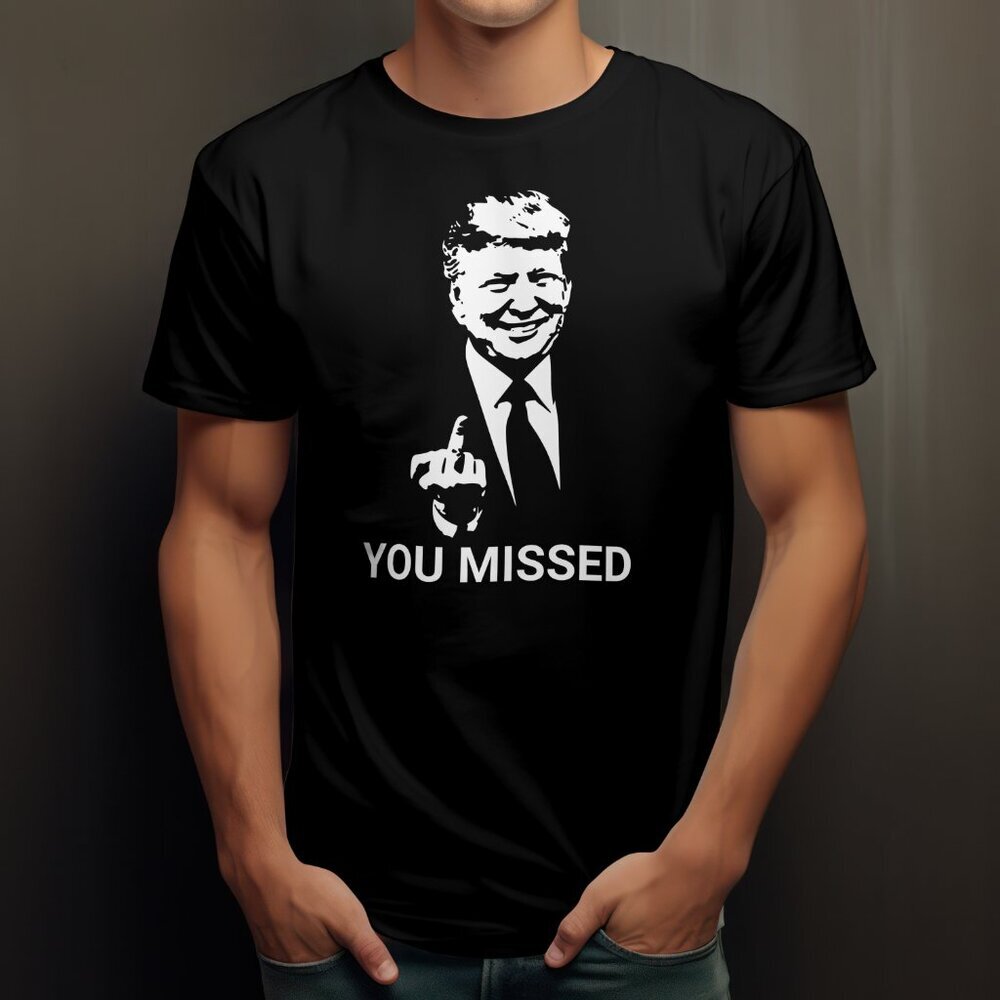 YOU MISSED MAGA Trump 2024 Election Politics Men’s T-shirt Black 100% Cotton